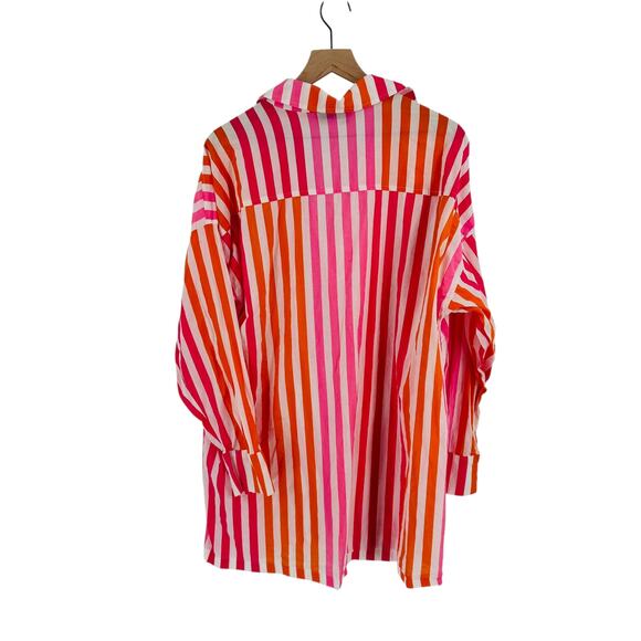 Beach Riot Alexa Striped Swim Cover Up Resort Shirt Long Sleeve Cotton Size PL - Picture 3 of 8